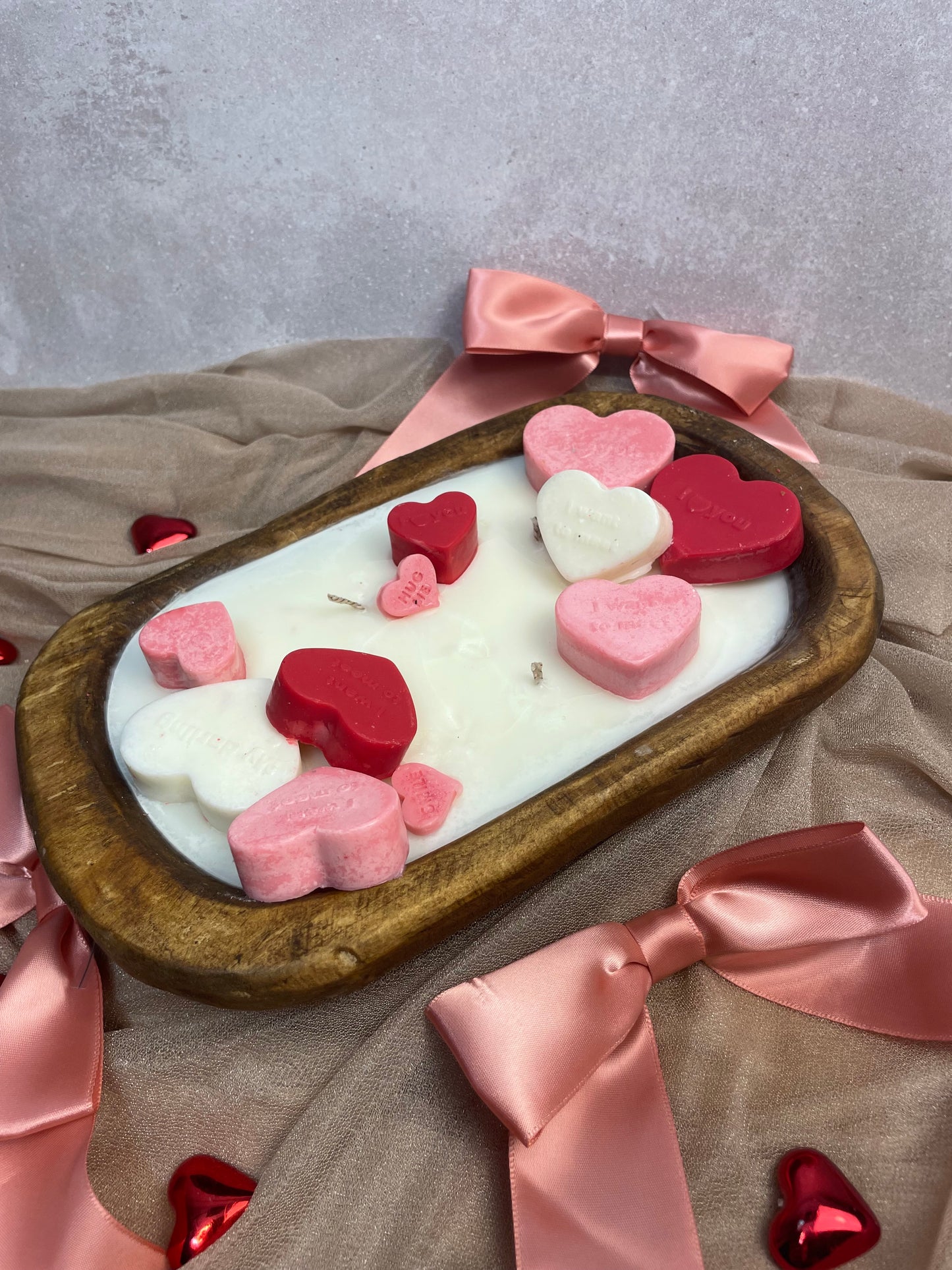 Love Everlasting – Soy Dough Bowl Candle with Pink & White Hearts | Mixed Berry Romance