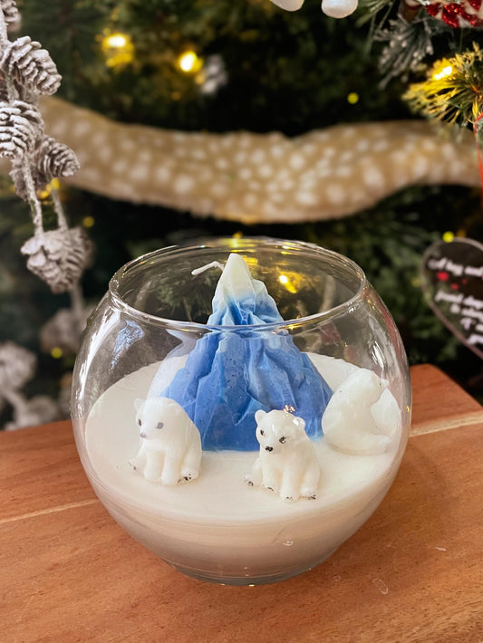 Christmas Polar Bear Snow Globe Candle