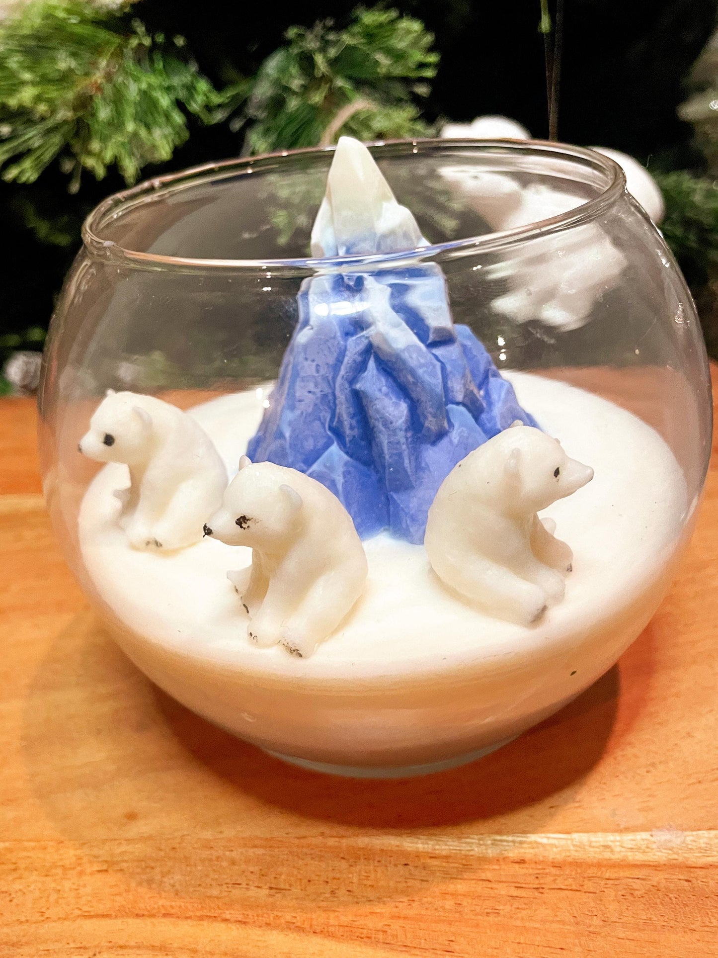 Christmas Polar Bear Snow Globe Candle