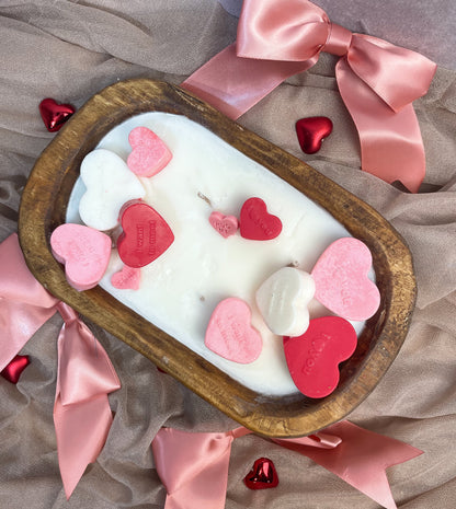 Love Everlasting – Soy Dough Bowl Candle with Pink & White Hearts | Mixed Berry Romance