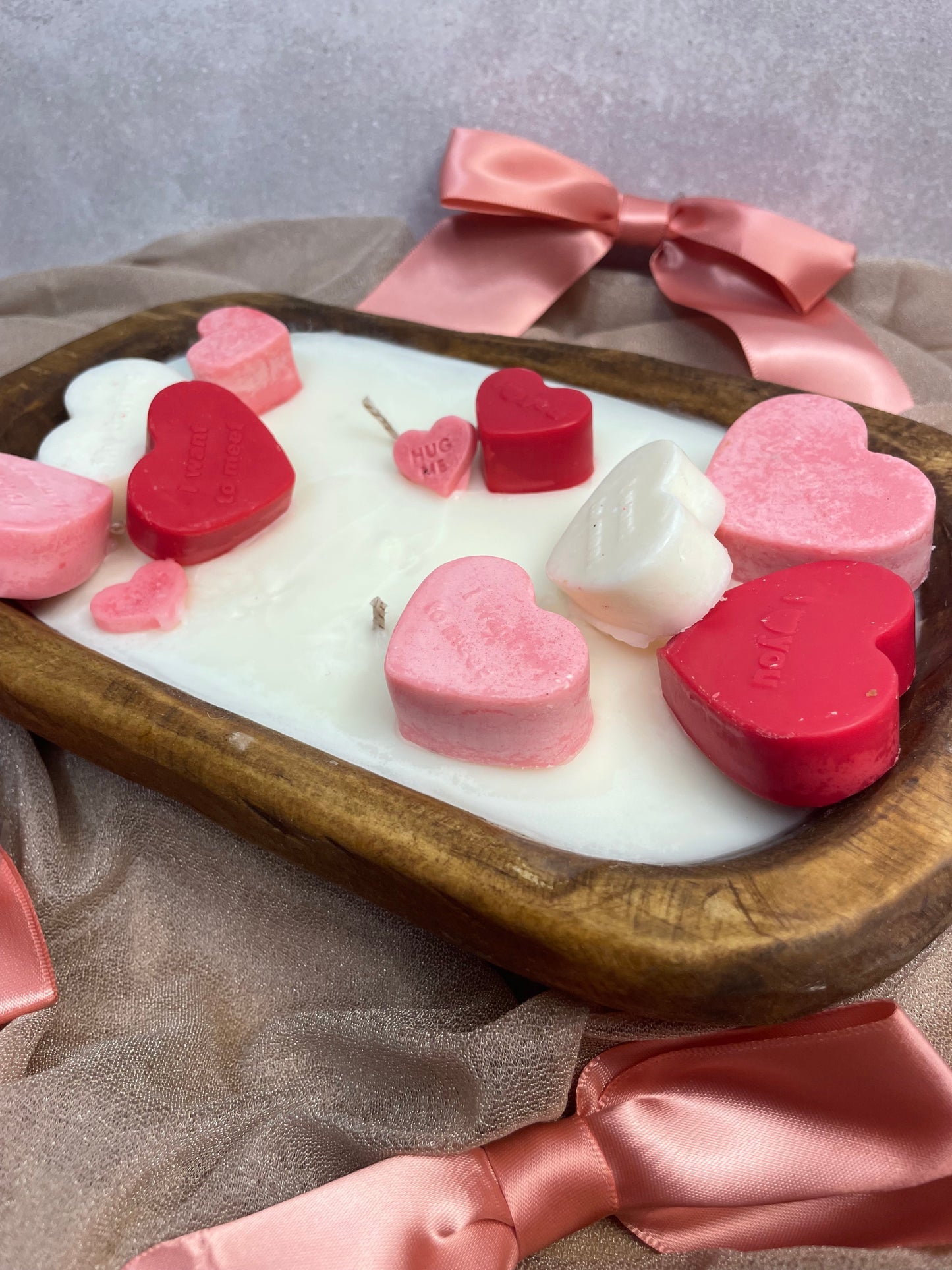 Love Everlasting – Soy Dough Bowl Candle with Pink & White Hearts | Mixed Berry Romance