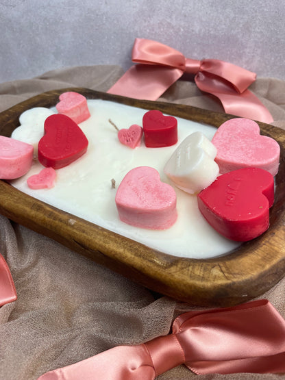Love Everlasting – Soy Dough Bowl Candle with Pink & White Hearts | Mixed Berry Romance