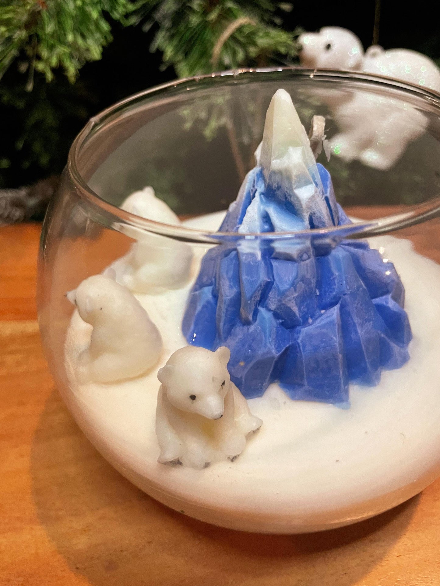 Christmas Polar Bear Snow Globe Candle