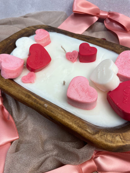 Love Everlasting – Soy Dough Bowl Candle with Pink & White Hearts | Mixed Berry Romance