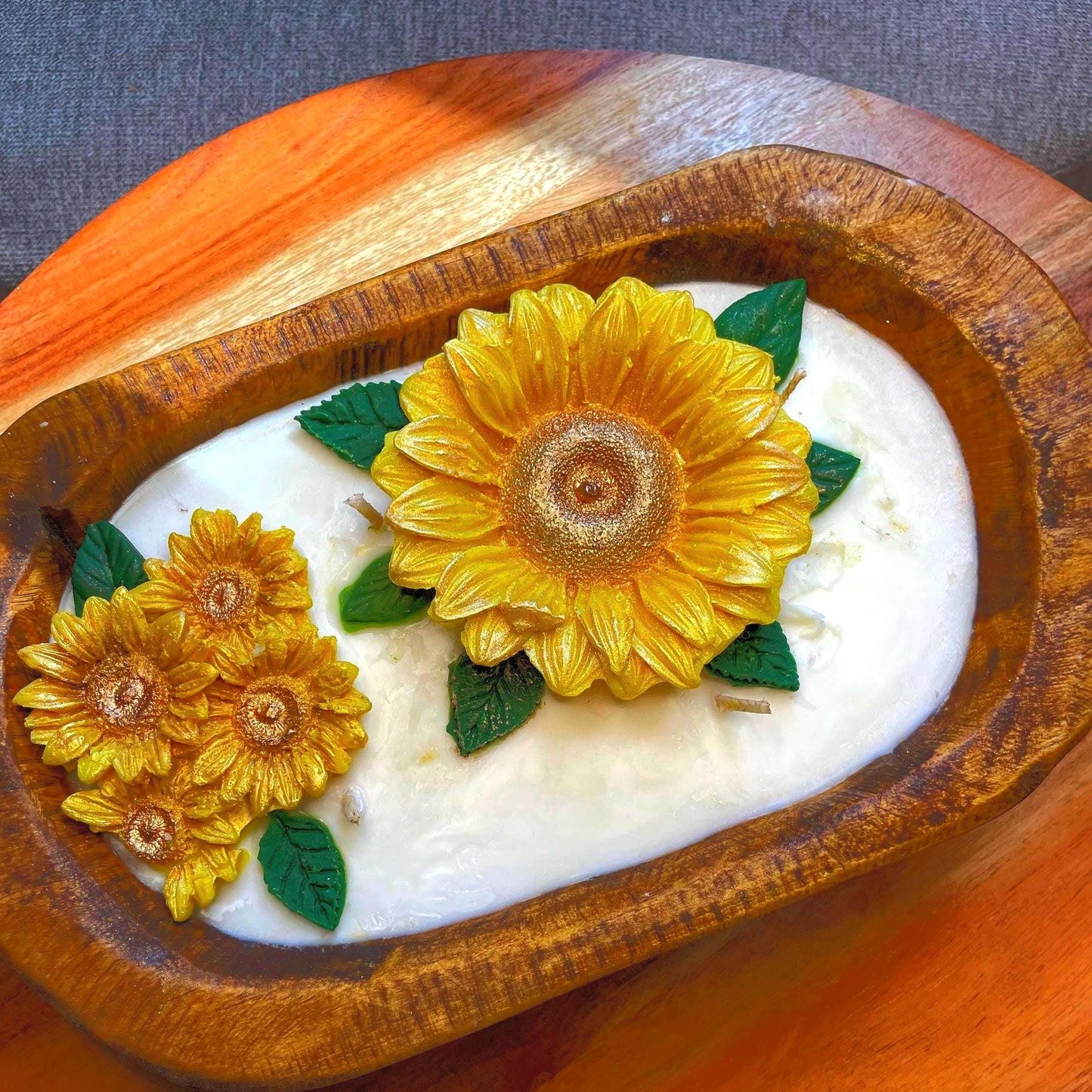 Sunflower Dough Bowl Candle