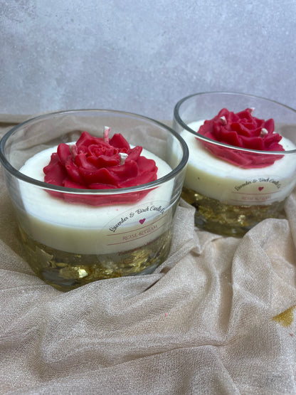 Rose & Glam – Cinnamon & Vanilla Luxury Soy Candle with Red Rose & Gold Flakes | Valentine’s Day 2026 Collection