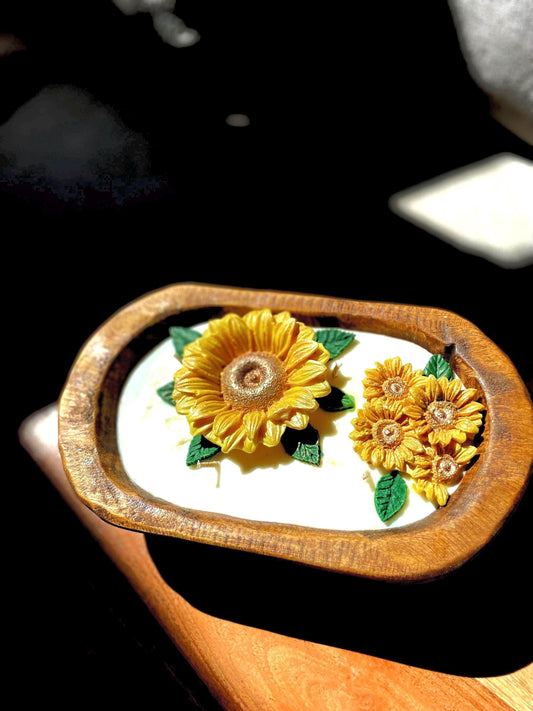 Sunflower Dough Bowl Candle