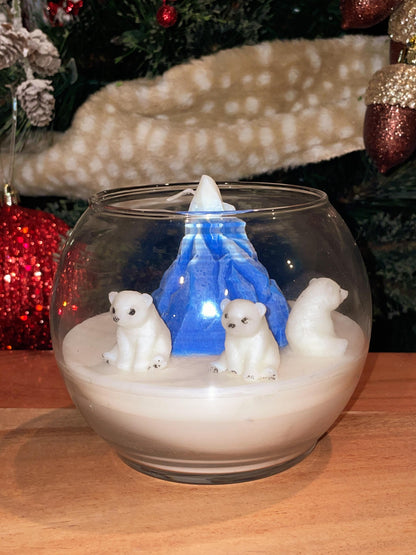 Christmas Polar Bear Snow Globe Candle