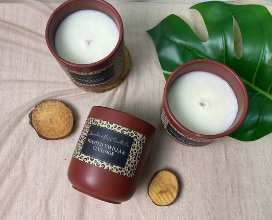 LUXE Safari Cheetah Candle – Toasted Vanilla & Cinnamon (11 oz)