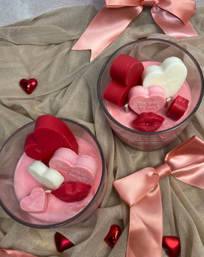 XOXO Valentine’s Day 2026 Three-Wick Soy Candle – Strawberry Shortcake Scent | Hearts & Lips Luxury Candle