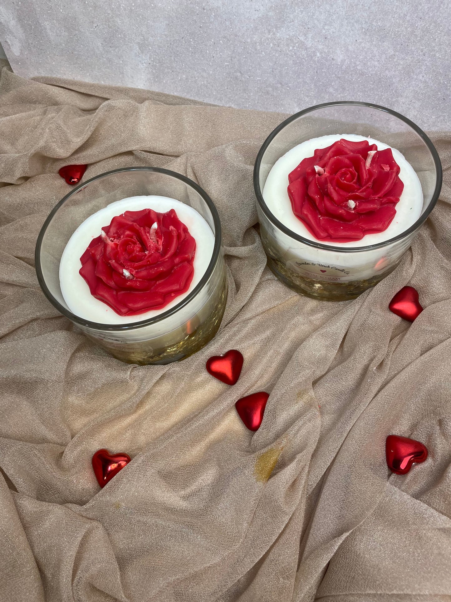 Rose & Glam – Cinnamon & Vanilla Luxury Soy Candle with Red Rose & Gold Flakes | Valentine’s Day 2026 Collection