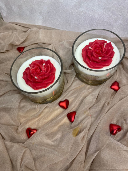 Rose & Glam – Cinnamon & Vanilla Luxury Soy Candle with Red Rose & Gold Flakes | Valentine’s Day 2026 Collection