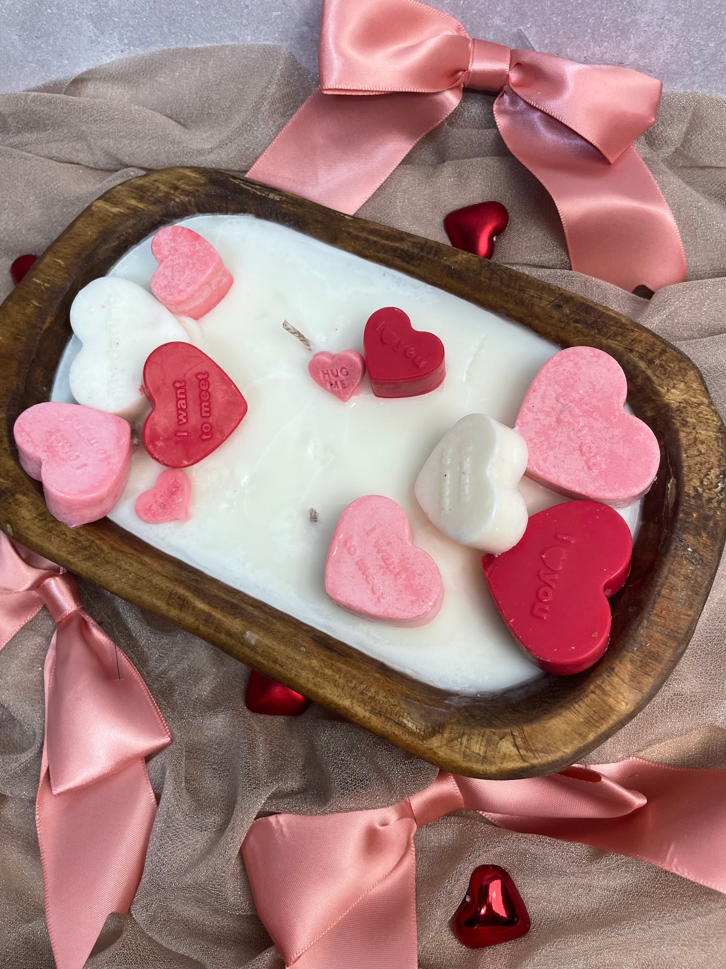 Love Everlasting – Soy Dough Bowl Candle with Pink & White Hearts | Mixed Berry Romance