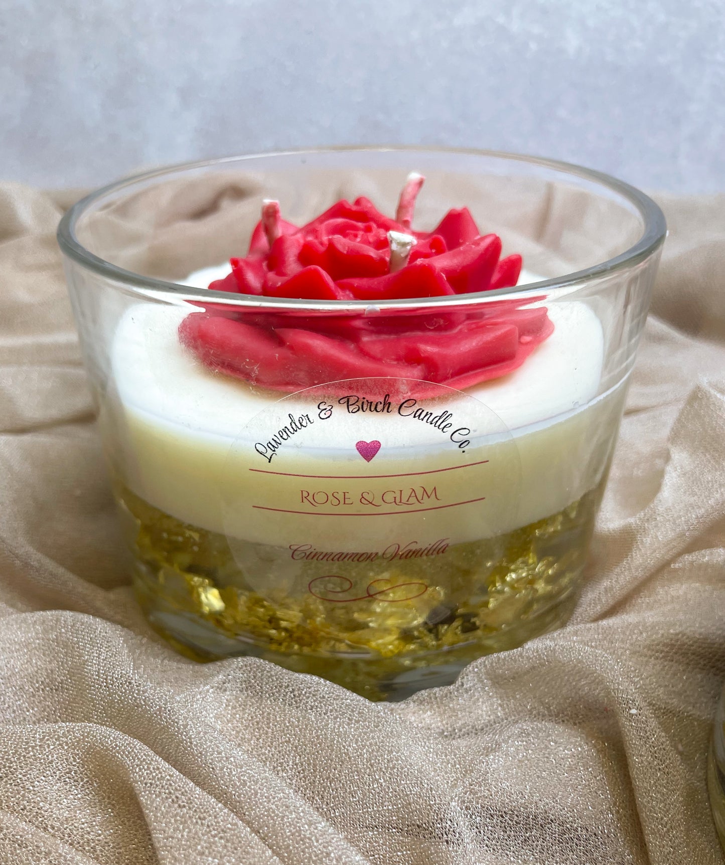 Rose & Glam – Cinnamon & Vanilla Luxury Soy Candle with Red Rose & Gold Flakes | Valentine’s Day 2026 Collection