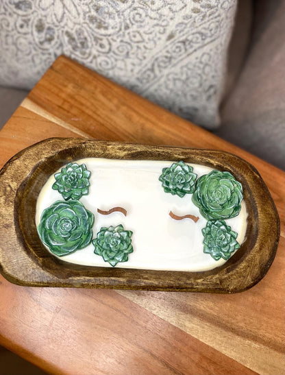 Cactus Rose Dough Bowl Candle