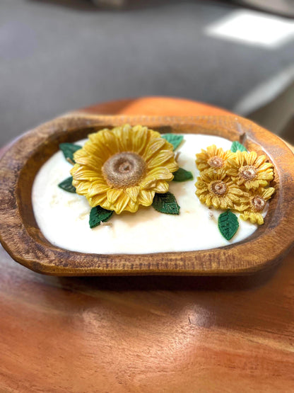 Sunflower Dough Bowl Candle