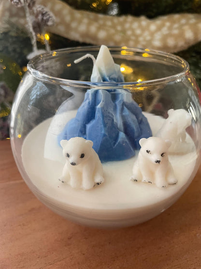 Christmas Polar Bear Snow Globe Candle