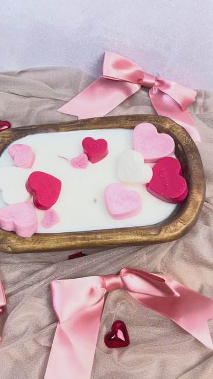 Love Everlasting – Soy Dough Bowl Candle with Pink & White Hearts | Mixed Berry Romance