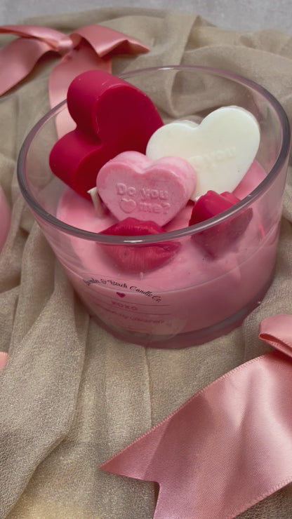 XOXO Valentine’s Day 2026 Three-Wick Soy Candle – Strawberry Shortcake Scent | Hearts & Lips Luxury Candle