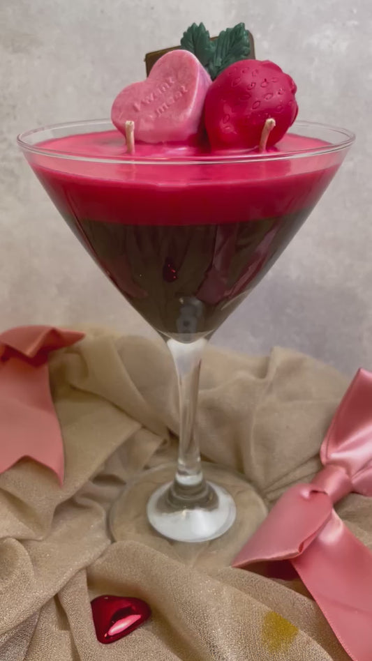 Chocolate-Covered Strawberry Martini Soy Candle | Luxury Valentine’s Day Gift